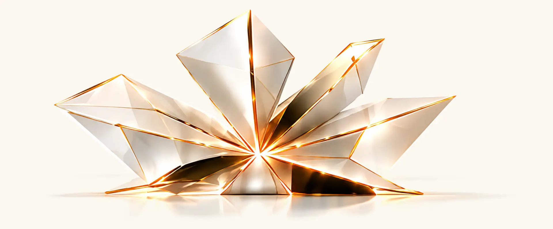Radiating folded ivory and gold sculpture